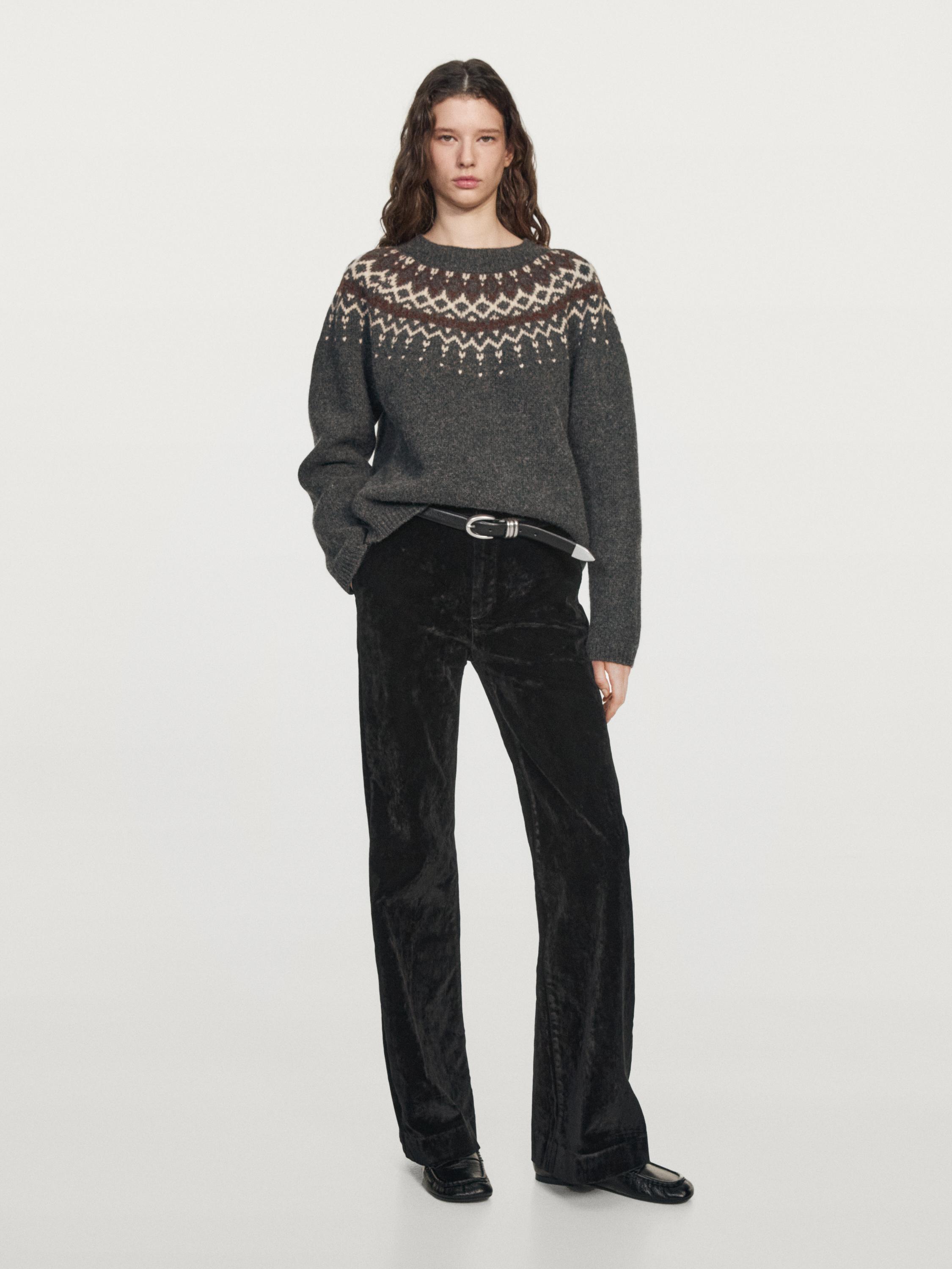 Pull en maille jacquard 100 % laine